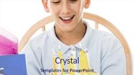  Presentation with birthday boy - Presentation theme enhanced with adorable little boy gets ready to blow out the candles on his birthday cake white background background and a sky blue colored foreground