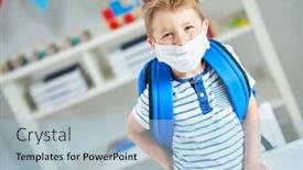  Presentation with kindergarten - Slide deck with adorable-little-boy-in-kindergarten background and a light blue colored foreground