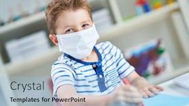  Presentation with kindergarten - Audience pleasing slide deck consisting of adorable-little-boy-in-kindergarten backdrop and a light blue colored foreground