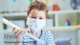  Presentation with kindergarten - Slide deck enhanced with adorable-little-boy-in-kindergarten background and a light blue colored foreground