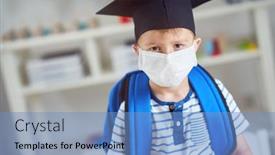  Presentation with kindergarten - Slide set consisting of adorable-little-boy-in-kindergarten background and a teal colored foreground