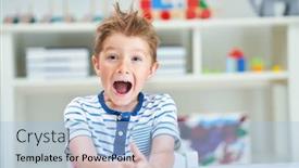 Presentation with kindergarten - PPT theme with adorable-little-boy-in-kindergarten background and a light blue colored foreground
