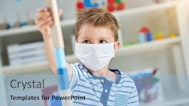  Presentation with kindergarten - Colorful slide set enhanced with adorable-little-boy-in-kindergarten backdrop and a light blue colored foreground