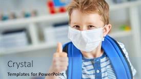  Presentation with kindergarten - Slide set featuring adorable-little-boy-in-kindergarten background and a light blue colored foreground