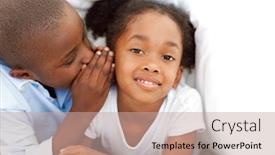  Presentation with sister - Presentation theme consisting of adorable-little-boy-whispering-something background and a mint green colored foreground