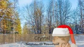  Presentation with winter forest - Presentation design with adorable-little-boy-with-blue background and a coral colored foreground