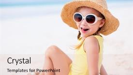  Presentation with girl scouts explorer summer - Slide deck enhanced with adorable little girl at beach background and a  colored foreground