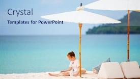 Presentation with tropical - Presentation theme featuring adorable-little-girl-at-tropical background and a light blue colored foreground