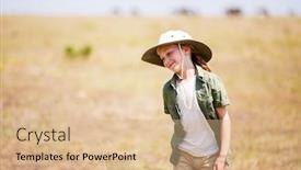  Presentation with kenya - Audience pleasing presentation theme consisting of adorable-little-girl-enjoying-safari backdrop and a coral colored foreground