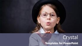  Presentation with isolation - PPT theme enhanced with adorable-little-girl-in-smart background and a gray colored foreground