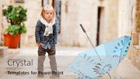  Presentation with rainy day - Audience pleasing PPT layouts consisting of adorable little girl outdoors on rainy day backdrop and a mint green colored foreground
