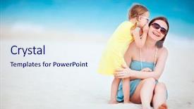  Presentation with sharing - Cool new presentation design with adorable little girl sharing secret with mother backdrop and a sky blue colored foreground