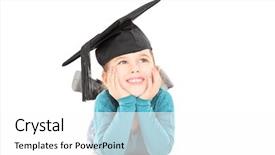 Presentation with graduation black graduate hat - PPT theme featuring adorable little girl with graduation background and a  colored foreground