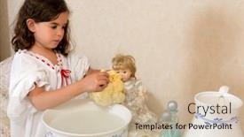  Presentation with victorian - Slide deck having adorable-little-victorian-girl-washing background and a soft green colored foreground