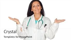  Presentation with spanish - Colorful slide deck enhanced with adorable medical woman isolated backdrop and a white colored foreground