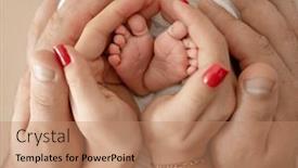  Presentation with kid feet - Presentation theme enhanced with adorable-newborn-baby-child-feet and a coral colored foreground