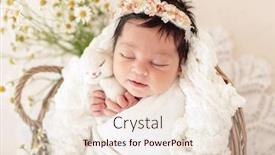 Presentation with newborn - Cool new PPT theme with adorable-newborn-sleeping-in-basket backdrop and a lemonade colored foreground