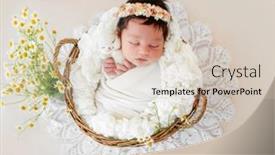  Presentation with newborn - Slide deck having adorable-newborn-sleeping-in-basket background and a lemonade colored foreground