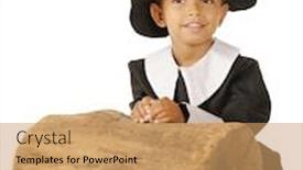  Presentation with pilgrim - Presentation theme enhanced with cave - close up of a puma background and a gray colored foreground