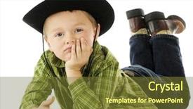  Presentation with cowboy - Colorful slides enhanced with adorable preschool-aged cowboy relaxing backdrop and a tawny brown colored foreground