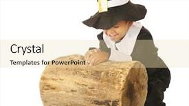  Presentation with pilgrim - PPT theme having cave - close up of a puma background and a tawny brown colored foreground