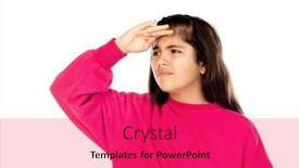  Presentation with pink white - Cool new PPT theme with adorable-preteen-girl-with-pink backdrop and a red colored foreground