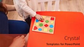  Presentation with geometry - Slides featuring adorable-redhead-girl-playing background and a red colored foreground