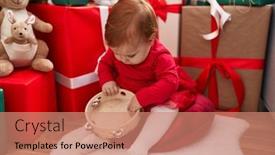  Presentation with tambourine - Slide set featuring adorable-redhead-toddler-playing-tambourine background and a coral colored foreground