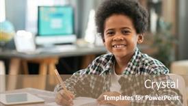  Presentation with african ethnicity - Presentation theme with adorable-schoolboy-of-african-ethnicity background and a coral colored foreground