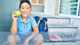  Presentation with school apple - Presentation consisting of adorable-student-boy-smiling-happy background and a light blue colored foreground