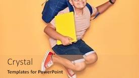  Presentation with book glasses - Colorful PPT layouts enhanced with adorable-student-boy-wearing-glasses backdrop and a yellow colored foreground