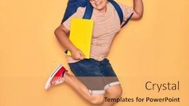  Presentation with book glasses - Beautiful slides featuring adorable-student-boy-wearing-glasses backdrop and a yellow colored foreground