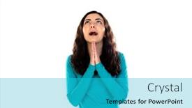  Presentation with teenage girl - Cool new PPT layouts with adorable-teenage-girl-with-blue backdrop and a teal colored foreground