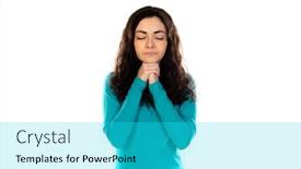  Presentation with teenage girl - Colorful presentation theme enhanced with adorable-teenage-girl-with-blue backdrop and a cyan colored foreground