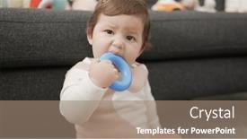  Presentation with plastic - Slide set featuring adorable-toddler-bitting-plastic-hoop background and a coral colored foreground