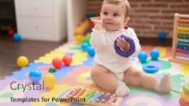  Presentation with xylophone - Slide set enhanced with adorable-toddler-bitting-xylophone-stick background and a coral colored foreground