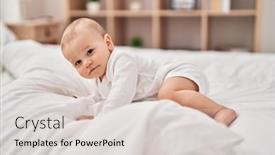  Presentation with bed - Slides with adorable-toddler-crawling-on-bed background and a lemonade colored foreground