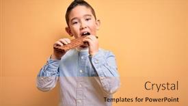  Presentation with toddler eating - Presentation theme with adorable-toddler-eating-delicious-chocolate background and a yellow colored foreground
