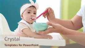  Presentation with toddler eating - Slides featuring adorable-toddler-eating-porridge-sitting background and a soft green colored foreground