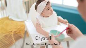  Presentation with toddler eating - PPT layouts enhanced with adorable-toddler-eating-porridge-sitting background and a coral colored foreground