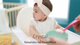  Presentation with toddler eating - Slide deck with adorable-toddler-eating-porridge-sitting background and a soft green colored foreground