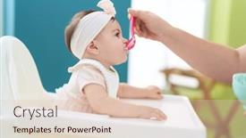  Presentation with toddler eating - PPT layouts enhanced with adorable-toddler-eating-porridge-sitting background and a lemonade colored foreground