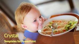  Presentation with toddler eating - Cool new presentation theme with adorable toddler girl eating healthy backdrop and a red colored foreground