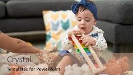 Presentation with xylophone - PPT theme consisting of adorable-toddler-holding-xylophone-sitting background and a coral colored foreground