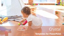  Presentation with numbers - PPT theme enhanced with adorable-toddler-learning-numbers-using background and a coral colored foreground