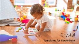  Presentation with numbers - PPT theme with adorable-toddler-learning-numbers-using background and a coral colored foreground