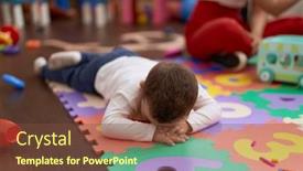  Presentation with crying - Slides enhanced with adorable-toddler-lying-on-floor background and a  colored foreground