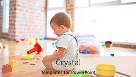  Presentation with kindergarten - Theme consisting of adorable-toddler-playing-around-lots background and a coral colored foreground
