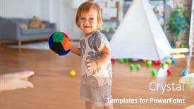 Presentation with kindergarten - Presentation featuring adorable-toddler-playing-with-balls background and a coral colored foreground