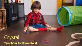  Presentation with cars - PPT theme featuring adorable-toddler-playing-with-cars background and a tawny brown colored foreground